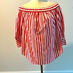 Striped off shoulder shirt